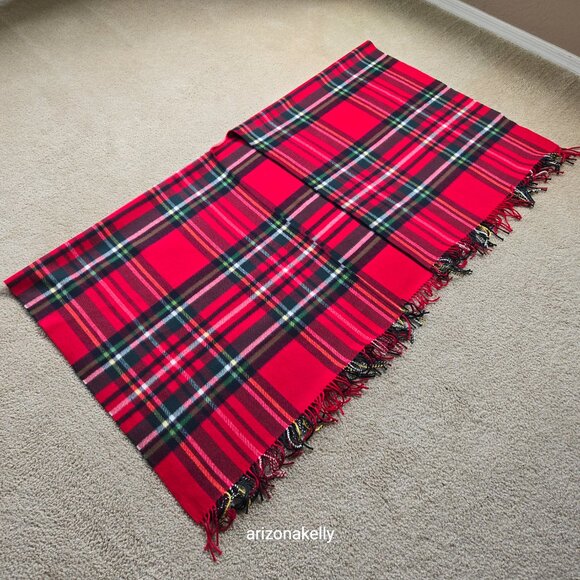Vineyard Vines Merino Wool Tartan Wrap Red Plaid Soft - Picture 16 of 16